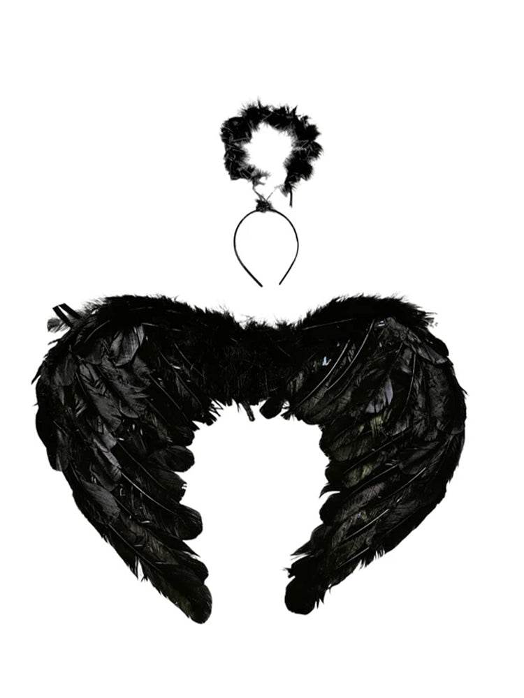 Angel Feather Wings With Halo Headbands - thefancydress.co.uk