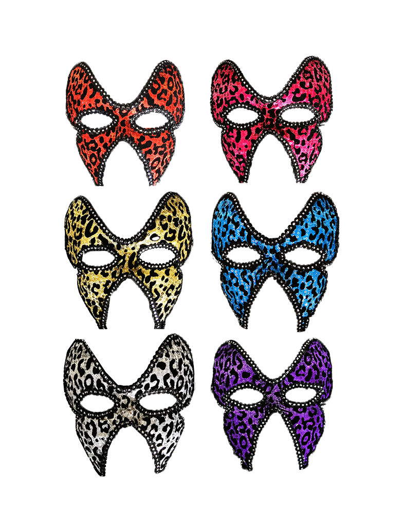 Ladies Fancy Dress Leopard Print Festival Face Mask – Assorted Colours