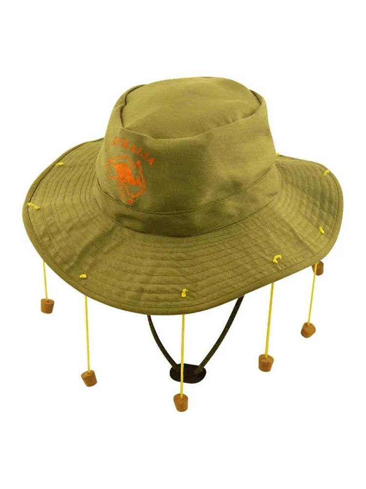 Australian Cork Hat for Festivals Aussie Hunter Wide Brim Hat - thefancydress.co.uk