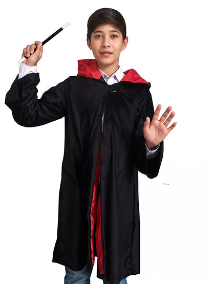 Children's Wizard Boy Black Red Cape