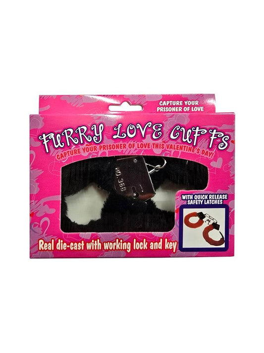 Black Furry Handcuffs - thefancydress.co.uk