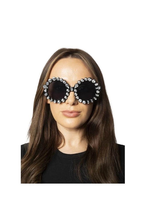 Black Garden Glam Sunglasses - thefancydress.co.uk