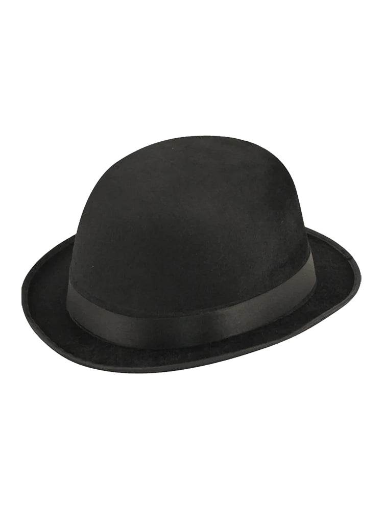 Black Velour Bowler Hat Victorian Head wear - thefancydress.co.uk