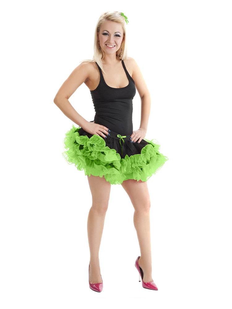 Black & Green Layered Tutu Skirt - thefancydress.co.uk