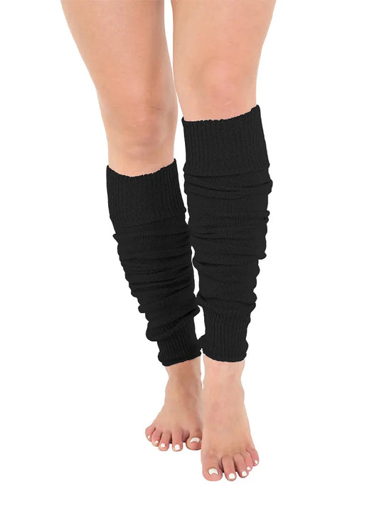Deluxe Luxurious Ladies 80's Plain Ribbed Leg Warmers back