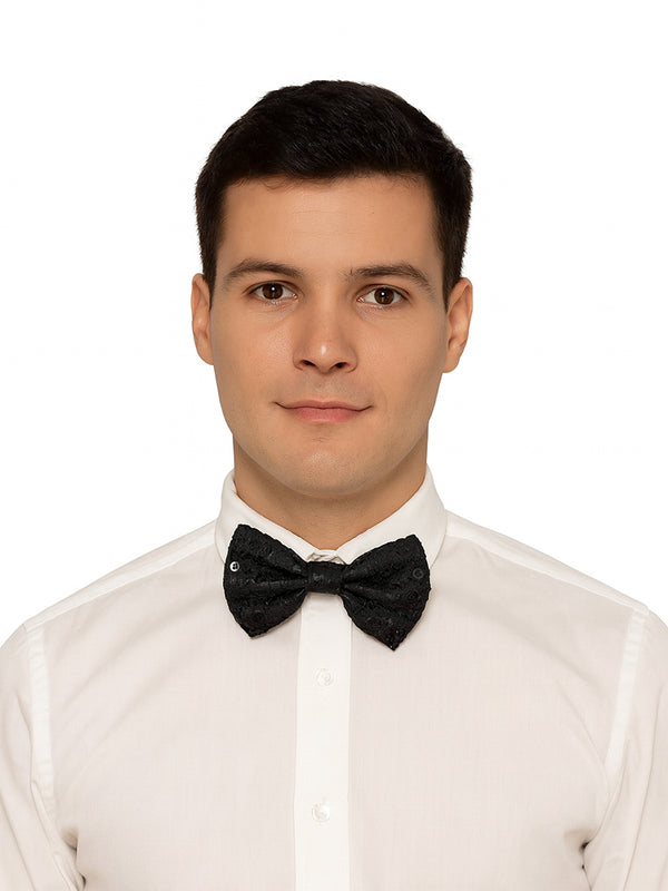 Black Men's Sequin Wedding Festive Party Accessories Bow Tie