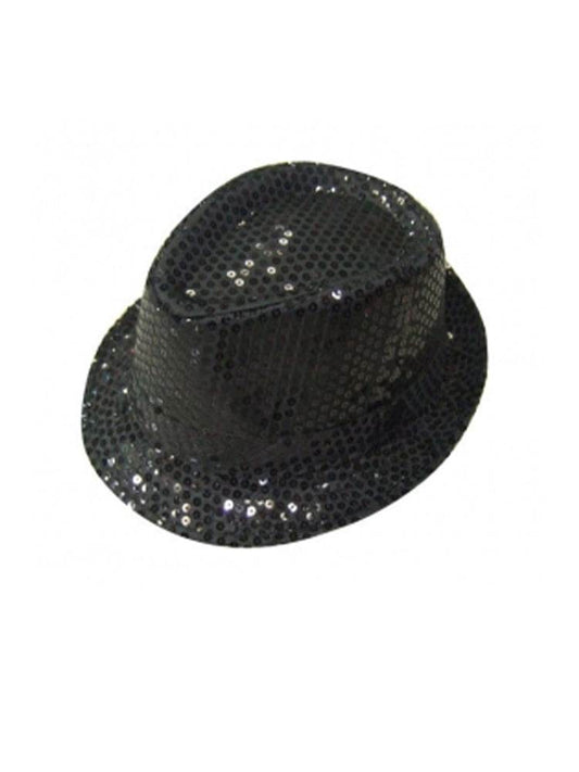 Black Sequin Gangster Hat - thefancydress.co.uk