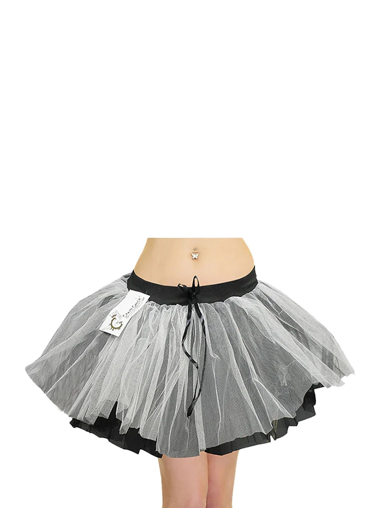 Ladies 1980s Fancy Dress Neon 3 Layers Tutu Skirt black white