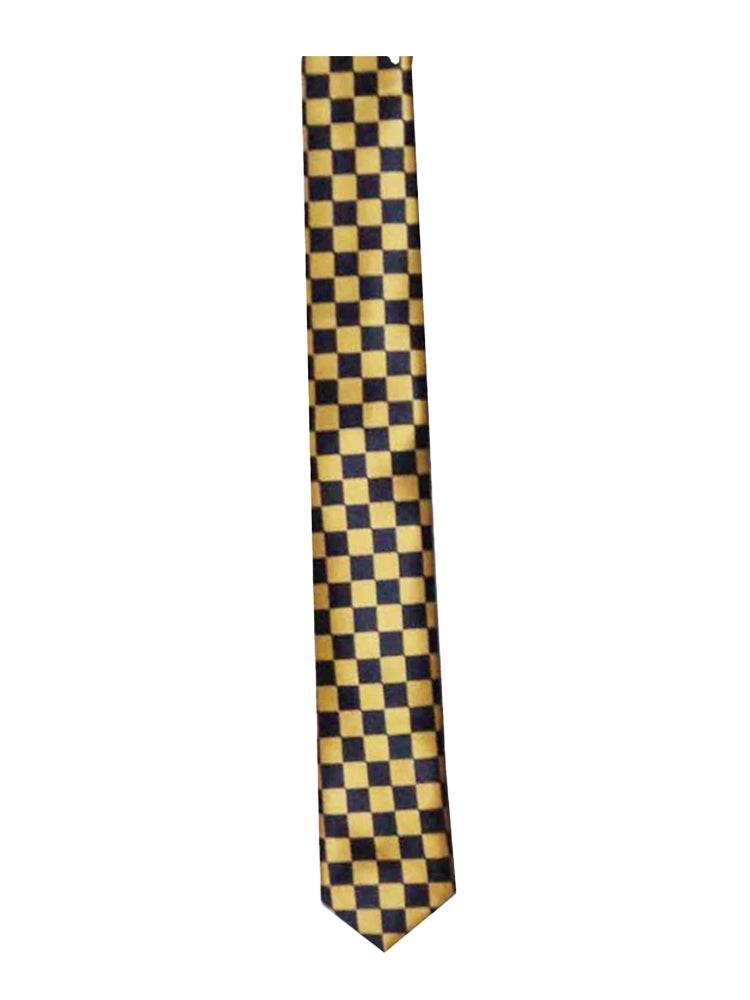 Black & Yellow Men's Luxury Formal Checkered Neck Tie