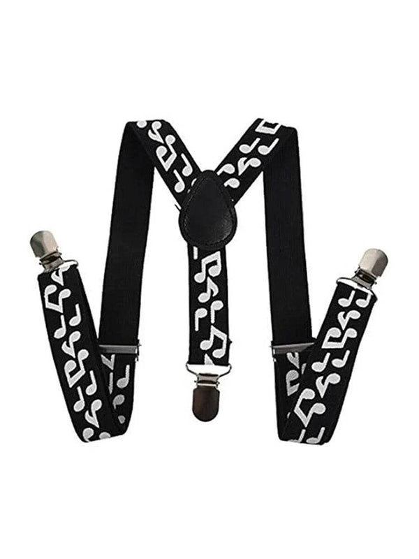 Black and White Music Printed Braces (2.5 cm) - thefancydress.co.uk