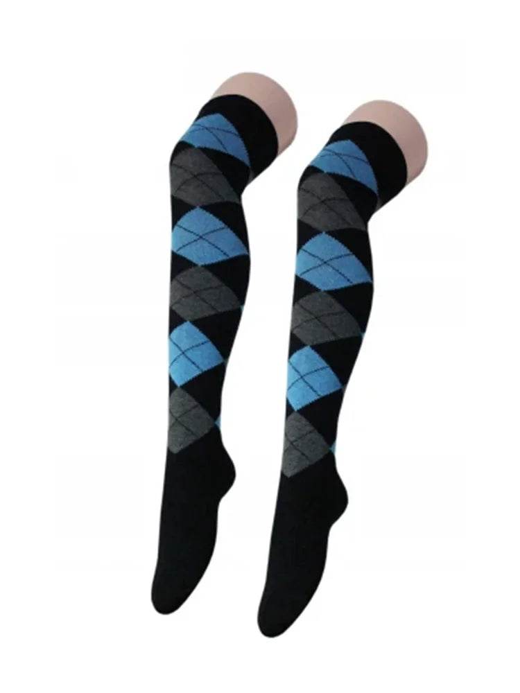 Women Argyle Over The Knees Socks - thefancydress.co.uk