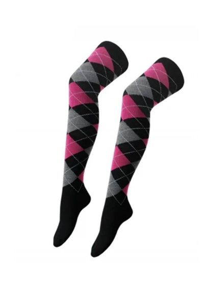 Women Argyle Over The Knees Socks - thefancydress.co.uk