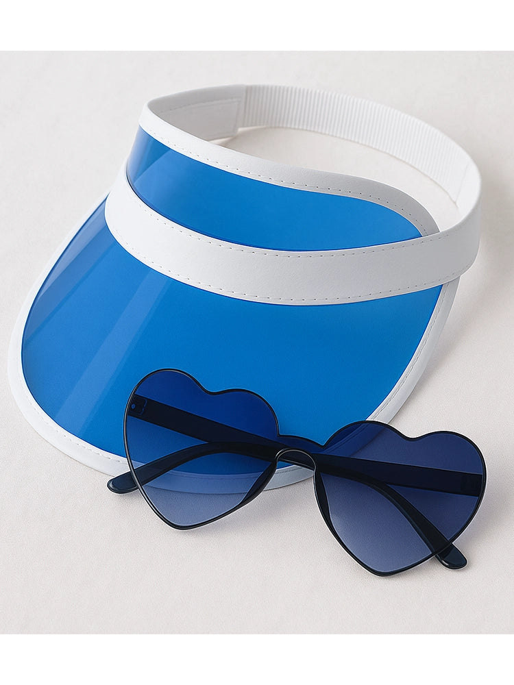 Blue Visor Cap And Glasses 