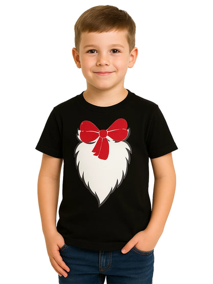 Boys Cat in The Hat Ribbon Print Cotton Black T-Shirt