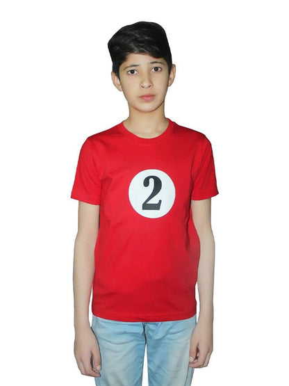 Boys Number 1-2 Printed Red T-Shirt - thefancydress.co.uk