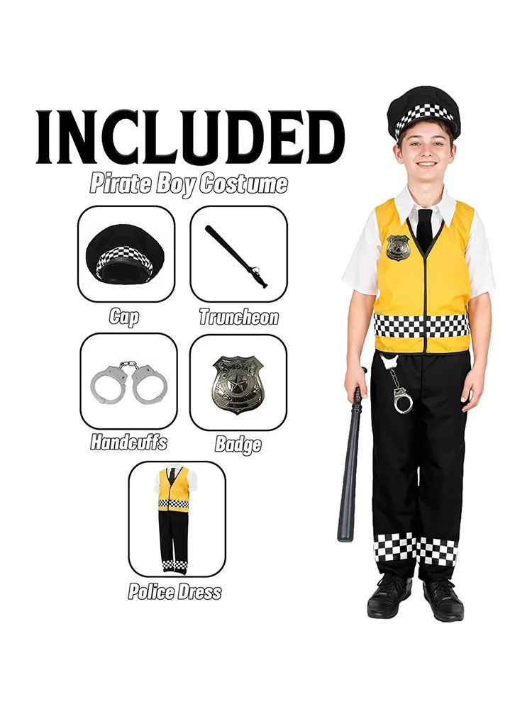 Boys Policeman Dress Up Fancy Dress Police Officer Role Play Set