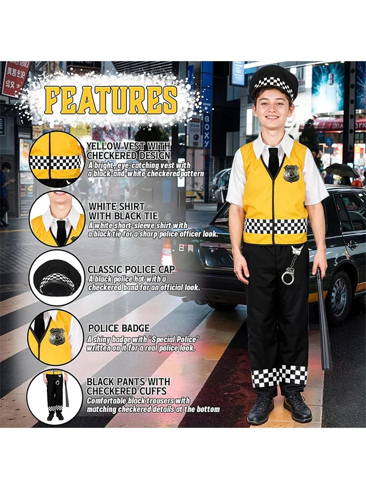 Boys Policeman Dress Up Fancy Dress Police Officer Role Play Set