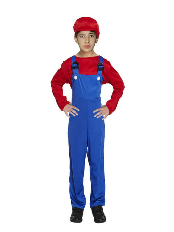 Boys Plumber Bro Red/Blue Costume - thefancydress.co.uk