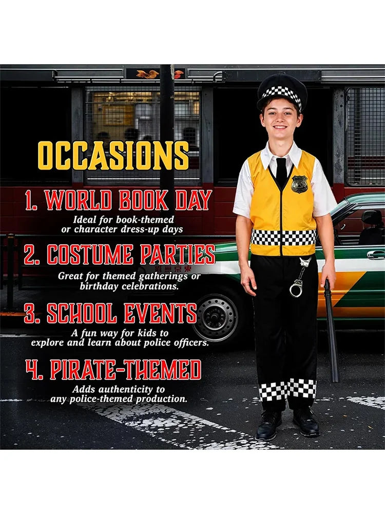 Boys Policeman Dress Up Fancy Dress Police Officer Role Play Set 