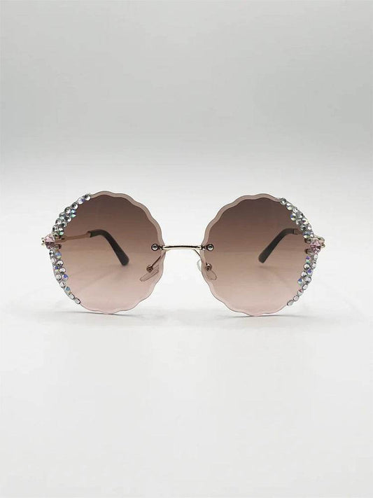 Brown Sparkle Frame Sunglasses - thefancydress.co.uk