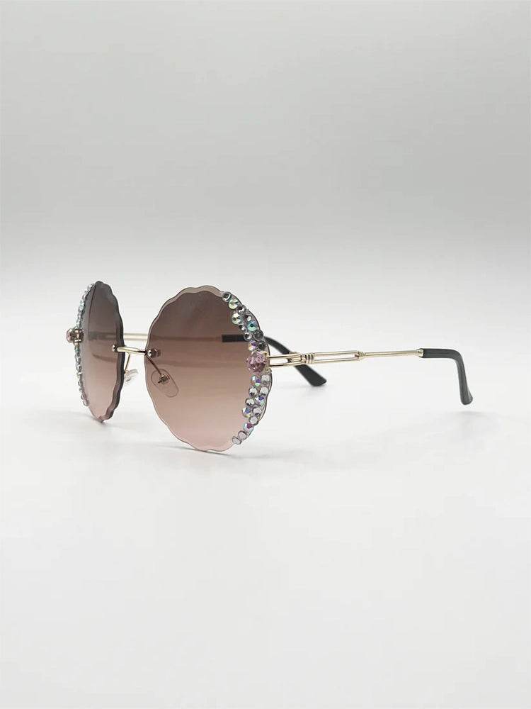 Brown Sparkle Frame Sunglasses - thefancydress.co.uk