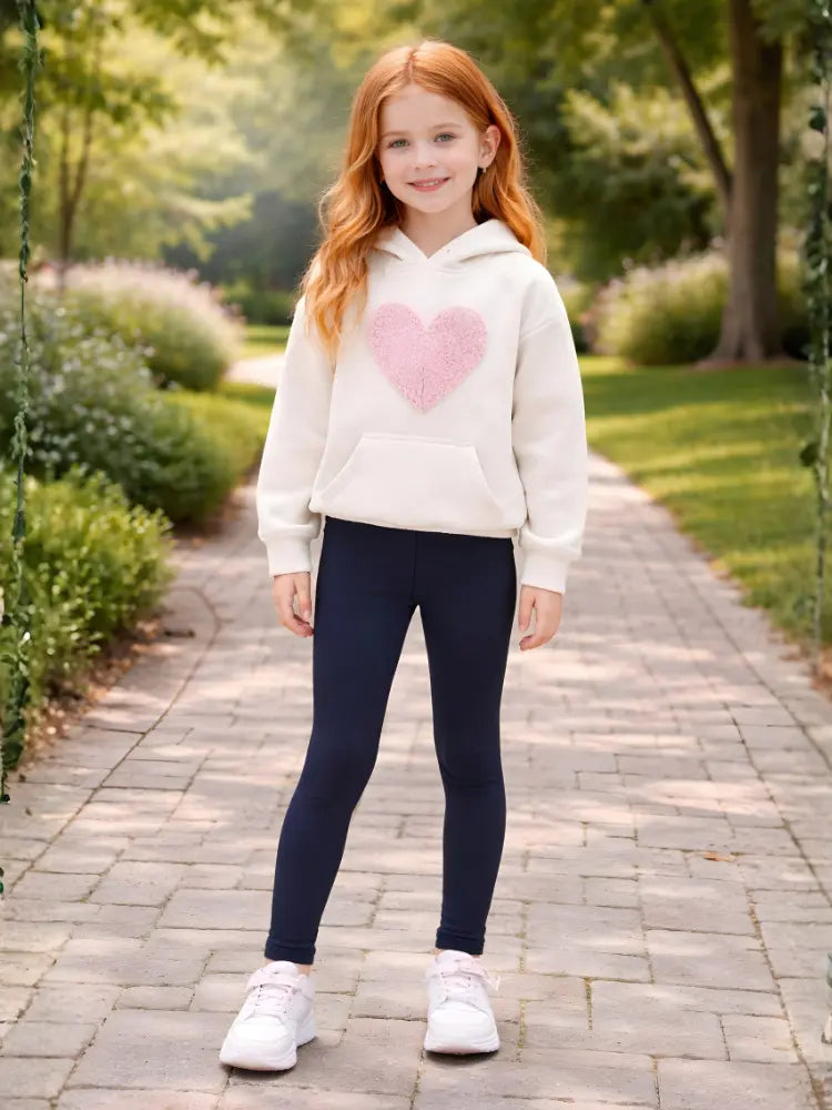 Girls Full Length Plain Navy Cotton Leggings