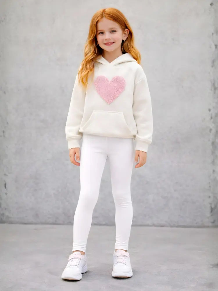 Girls Full Length Plain White Cotton Leggings