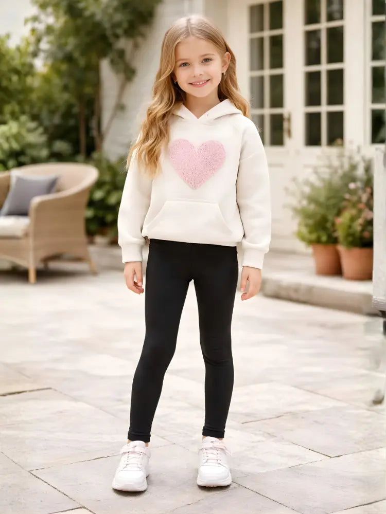 Girls Full Length Plain Black Cotton Leggings