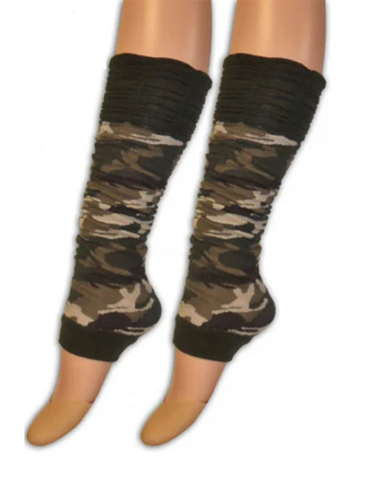 Ladies 80's Stripe Legwarmers camouflage