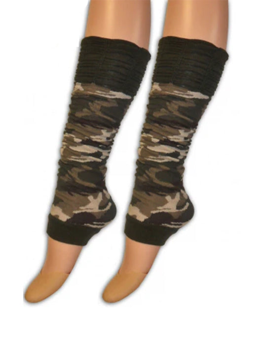 Ladies 80's Stripe Legwarmers camouflage