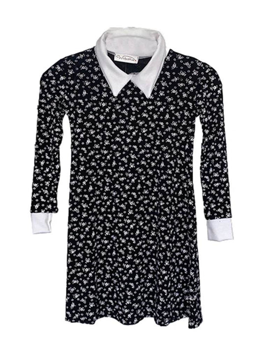 Children Gothic School Girl Pattern Swing Dress - thefancydress.co.uk