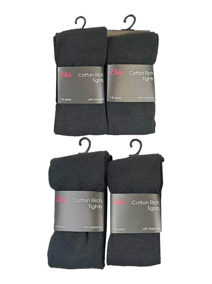Children Rich Cotton Black Tights - thefancydress.co.uk