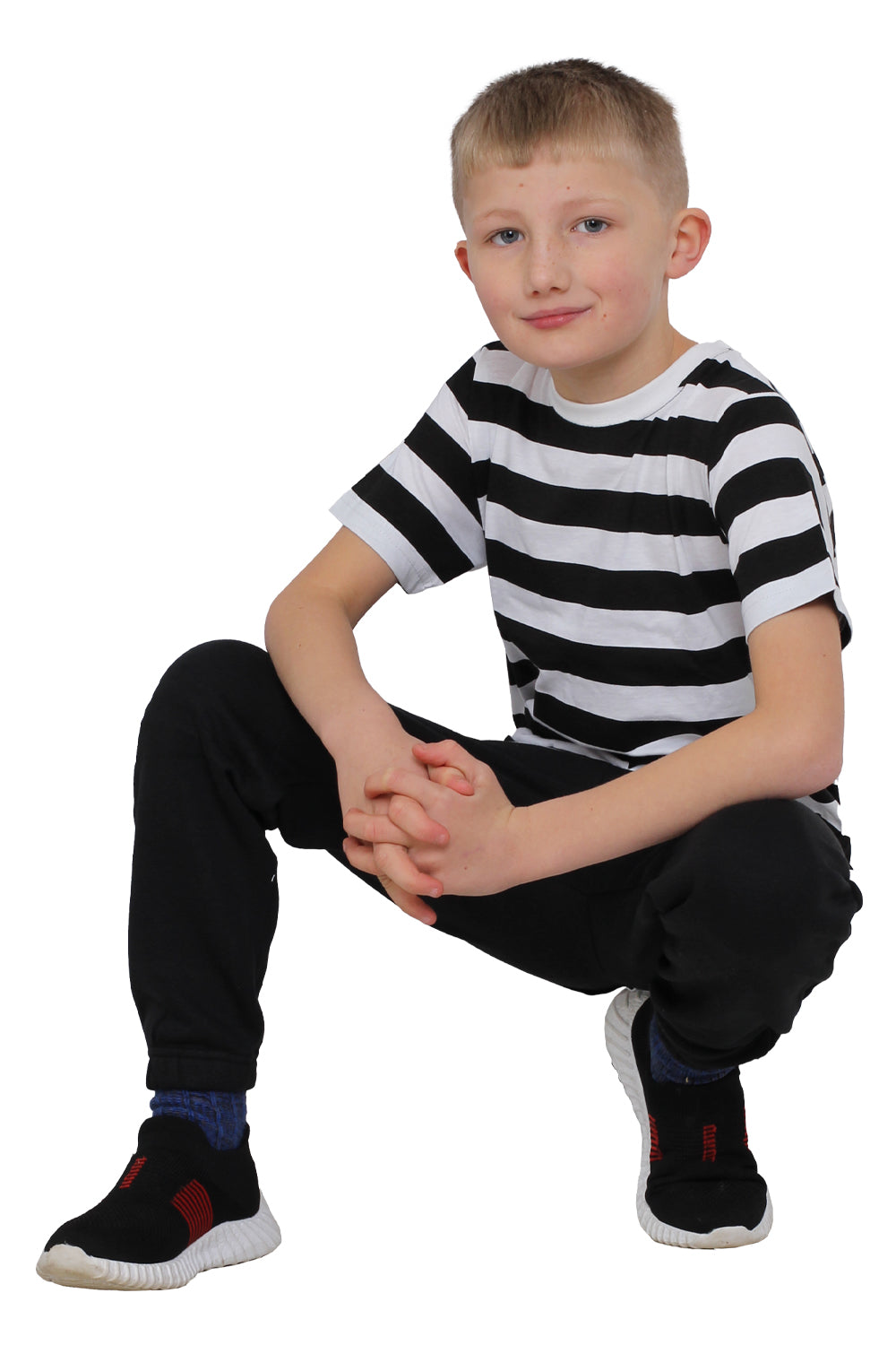 Boys Short Sleeves Stripe T-Shirt black white