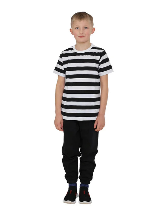 Boys Short Sleeves Stripe T-Shirt black