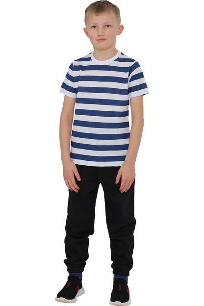 Boys Short Sleeves Stripe T-Shirt blue white