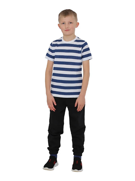 Boys Short Sleeves Stripe T-Shirt blue