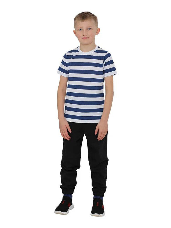 Boys Short Sleeves Stripe T-Shirt - thefancydress.co.uk