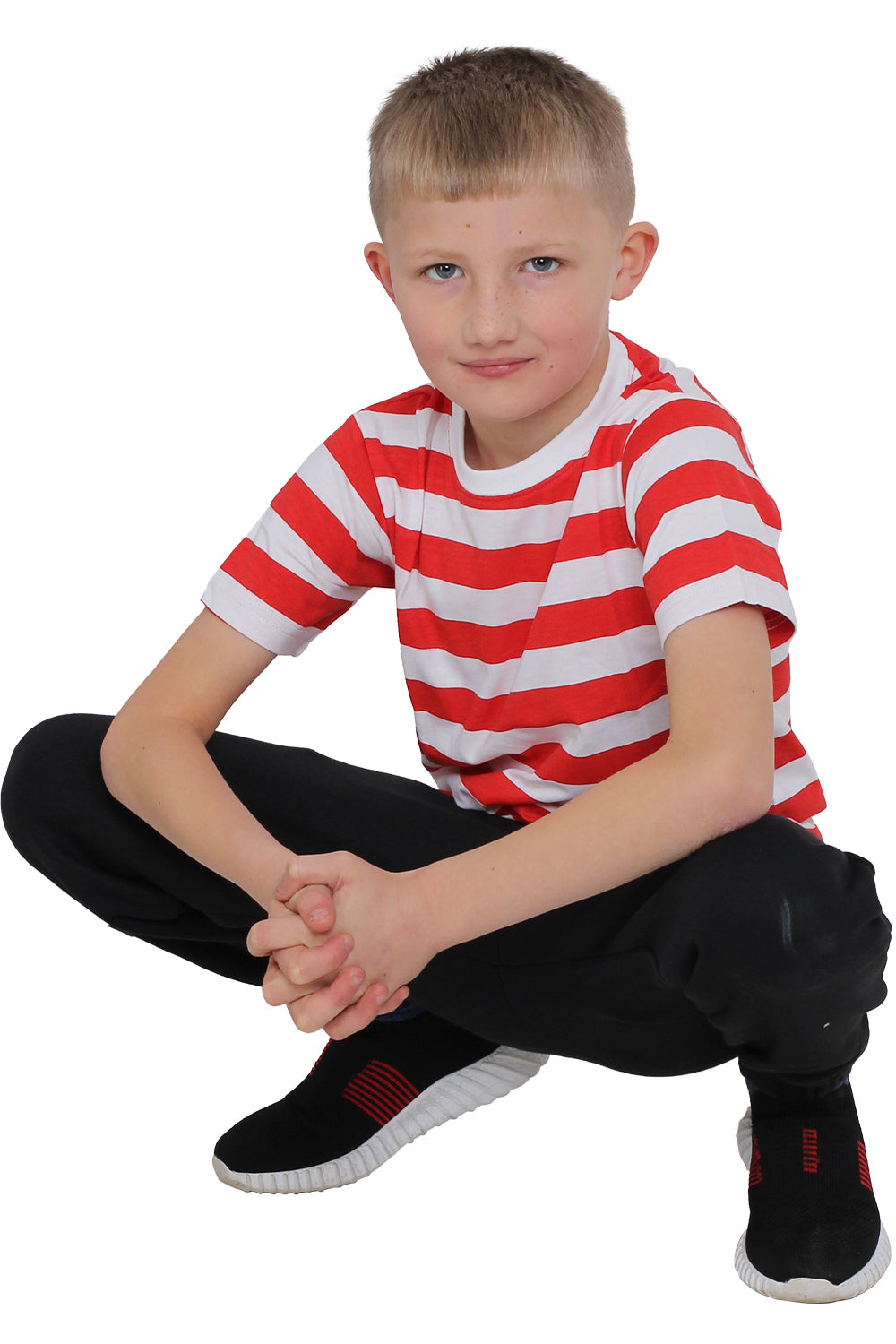 Boys Short Sleeves Stripe T-Shirt red white