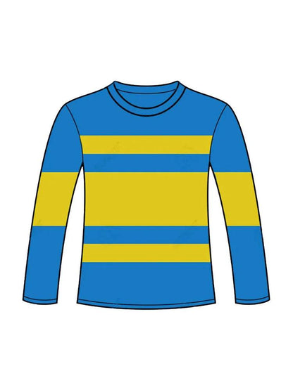 Children's Blue and Yellow Striped Top Long Sleeve T-shirt - thefancydress.co.uk