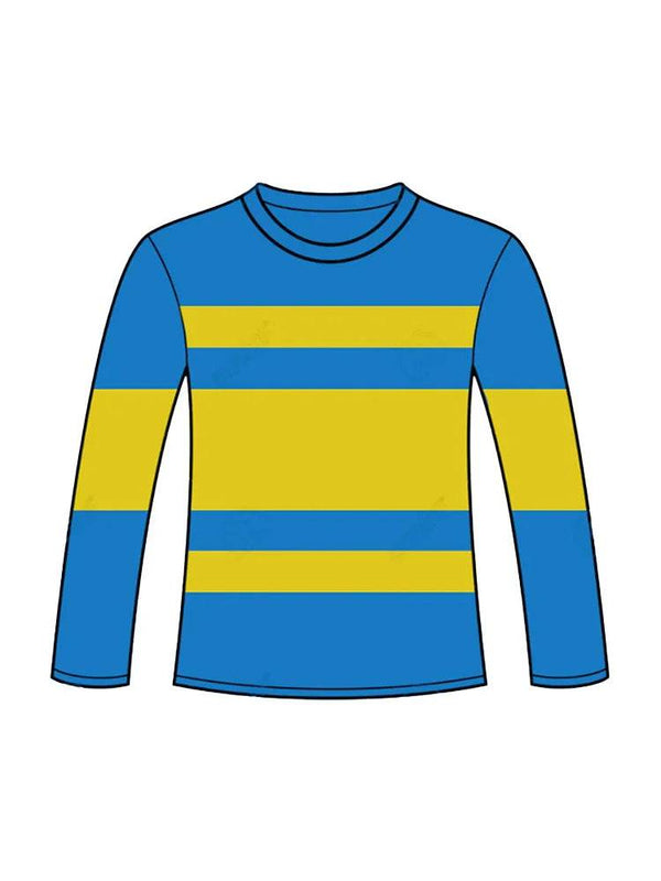 Children's Blue and Yellow Striped Top Long Sleeve T-shirt - thefancydress.co.uk