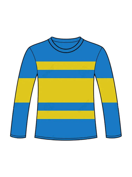 Children's Blue and Yellow Striped Top Long Sleeve T-shirt - thefancydress.co.uk