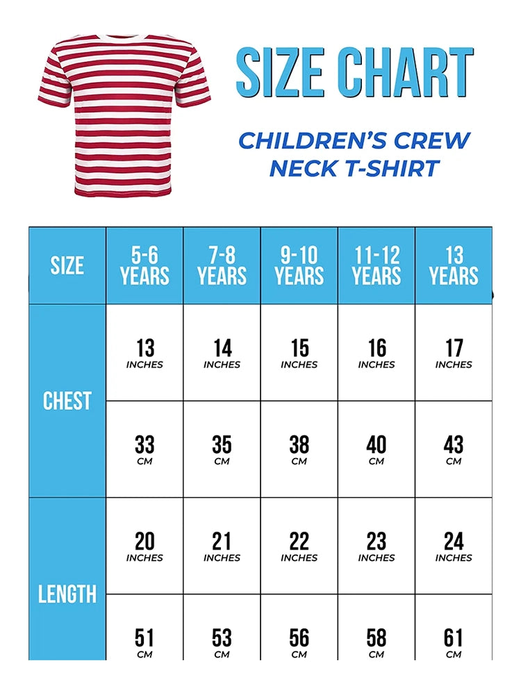 Children's Khaki Green Crew Neck Army T-Shirt size chart