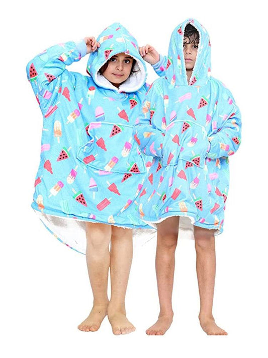 Children's Printed Hoodie Blanket - thefancydress.co.uk