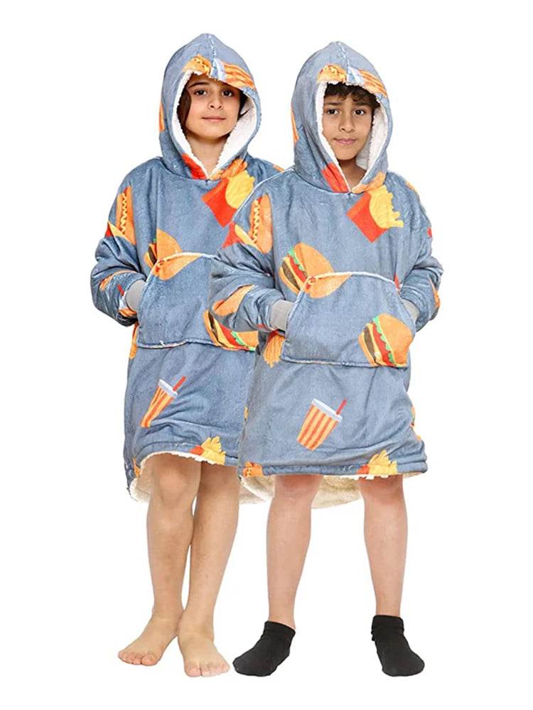 Children's Printed Hoodie Blanket - thefancydress.co.uk