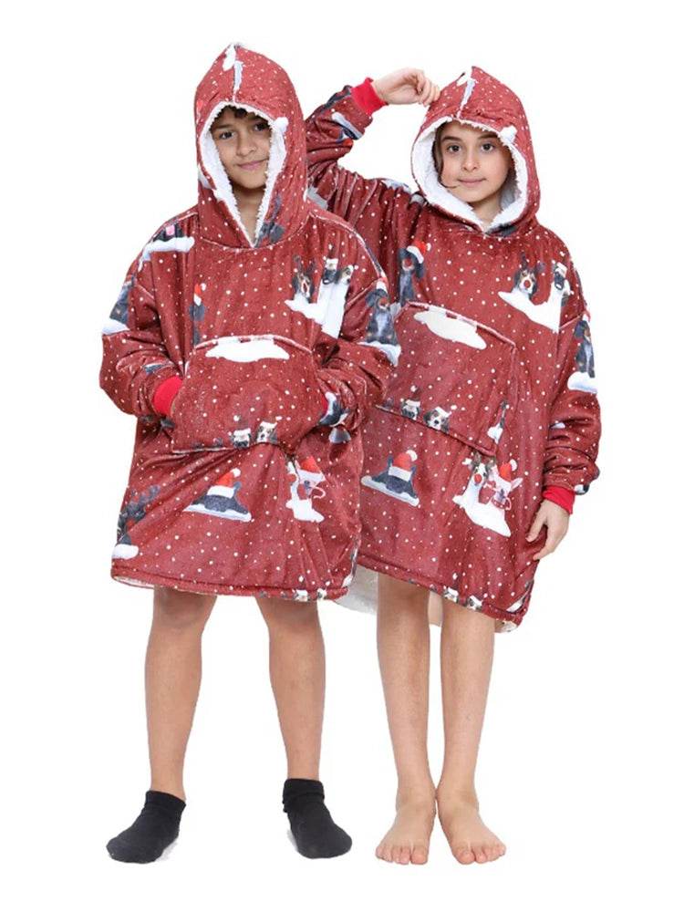 Children's Printed Hoodie Blanket - thefancydress.co.uk