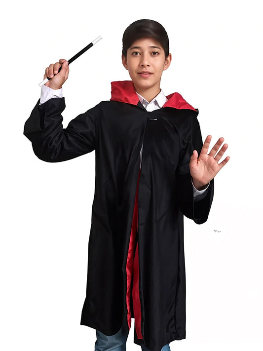 Children's Wizard Boy Black & Red Cape