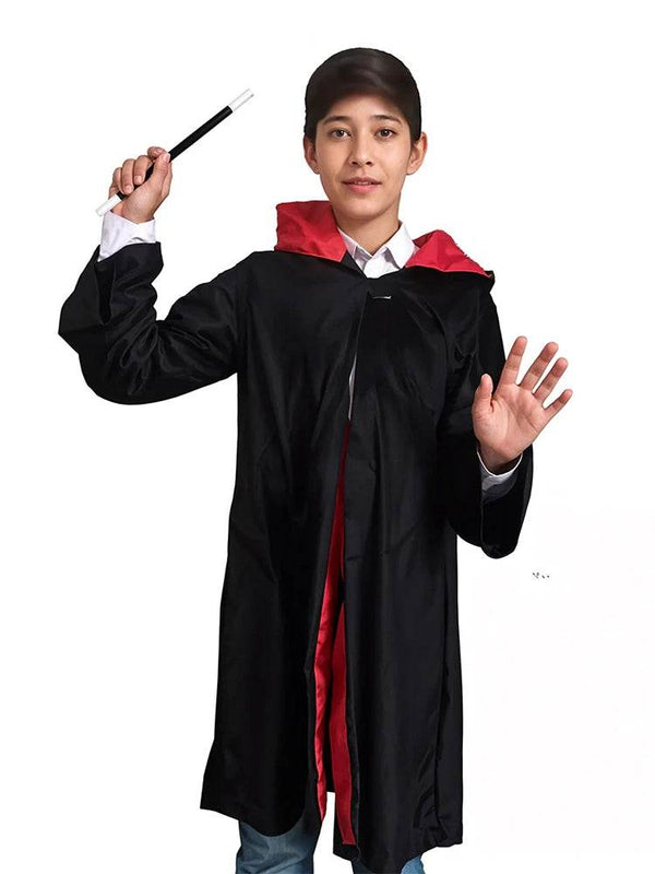 Children's Wizard Boy Black & Red Cape - thefancydress.co.uk
