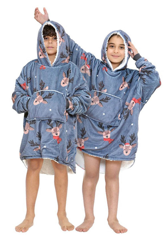 Children's Printed Hoodie Blanket - thefancydress.co.uk