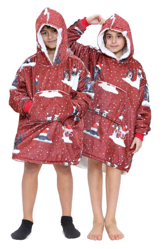 Children's Printed Hoodie Blanket - thefancydress.co.uk