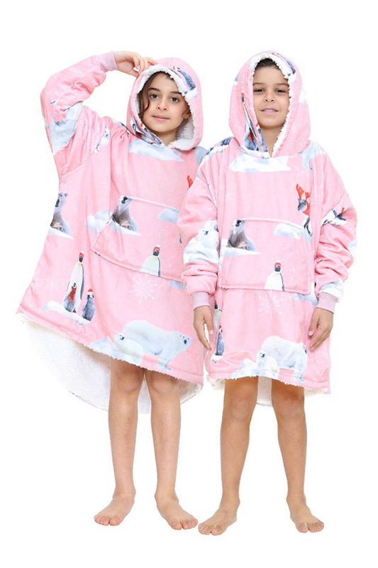 Children's Printed Hoodie Blanket - thefancydress.co.uk